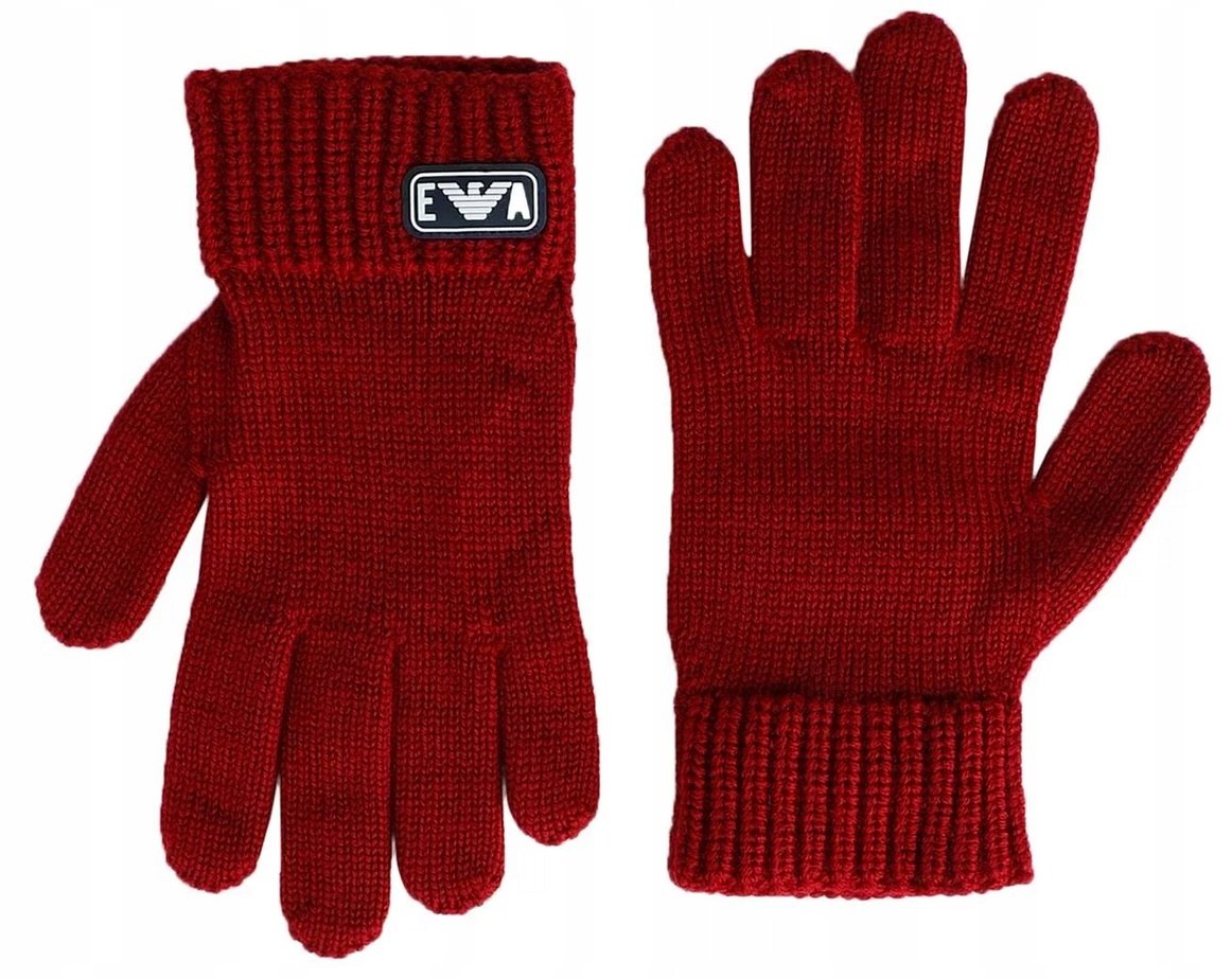 Emporio Armani rękawiczki dziecięce pięciopalczaste rozmiar M czerwone