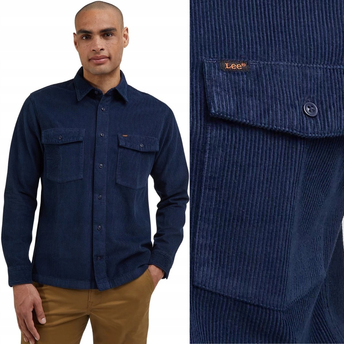 Lee CHETOPA SHIRT LEESURES Sky Captain SZTRUKSOWA GRANATOWA KOSZULA S