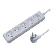 Przedłużacze i rozgałęźniki - Przedłużacz 5 gniazd 3 m z uziemieniem z przesłonami gniazd biały ELEKTRO - miniaturka - grafika 1