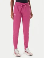 Spodnie sportowe damskie - Under Armour Spodnie dresowe Ua Rival 1379438 Różowy Loose Fit - miniaturka - grafika 1