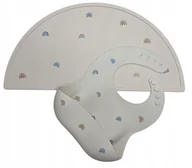 Dywany dla dzieci - Zestaw Silikonowa Mata I Śliniak Z Kieszonką Na Stół Wzór Tęcza - miniaturka - grafika 1