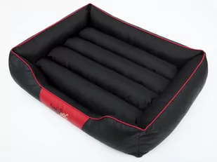 Hobbydog r4cesczc1 kosz na łóżko dla psa/na sofę/Cesar Standard z paskami ze sztucznej skóry, kodura, czarny/czerwony, rozmiar R4, 114 x 84 x 25 cm - Legowiska dla psów - miniaturka - grafika 1