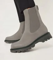 Botki damskie - TAMARIS BOTKI DAMSKIE SZARE WSUWANE ZE SKÓRĄ 39 JLC - miniaturka - grafika 1