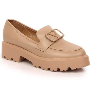 Półbuty damskie na obcasie i platformie beżowe Vinceza 16380 beżowy - Półbuty damskie - miniaturka - grafika 1