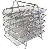 Pojemniki biurowe - Zestaw 5 szuflad metalowych siatka 5A-W4705 srebrny 1szt. /W4705/ /SPŁ5A/SR/ NET011-15 - miniaturka - grafika 1