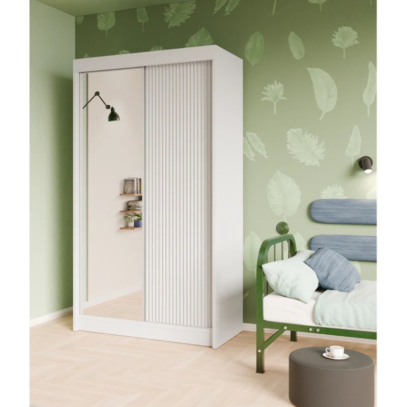 Szafa z drzwiami przesuwnymi, Szafa 2-drzwiowa z lustrem, Nowoczesna szafa, Wymiary szafy: 120 x 215 x 61 cm