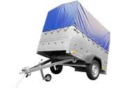 Przyczepy - Temared sp. z o.o. PRZYCZEPA GARDEN TRAILER 201 KIPP Z KOŁEM PODPOROWYM, BURTAMI BIS, STELAŻEM H-800 I POKROWCEM NIEBIESKIM UT004506 - miniaturka - grafika 1