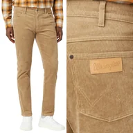 Spodnie męskie - Wrangler LARSTON SLIM Lead Grey DOPASOWANE BEŻOWE SZTRUKSY W33 L34 - miniaturka - grafika 1