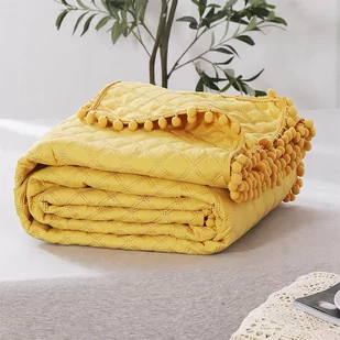 Narzuta 140 x 200 Pikowana Dwustronna Pompoo Muszt - Narzuty - miniaturka - grafika 4