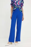 Spodnie damskie - Morgan spodnie PBARY damskie kolor niebieski proste high waist PBARY - miniaturka - grafika 1