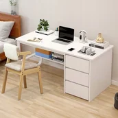 Biurka - Biurko komputerowe loft białe pod laptop komputer skandynawski z 3 półkami - miniaturka - grafika 1