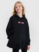 Bluzy dla dziewczynek - 4F Bluza dresowa nierozpinana z kapturem dziewczęca - czarna 122 (6-7 lat) - miniaturka - grafika 1