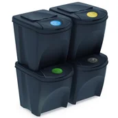 Kosze na śmieci - Kosz do segregacji śmieci Sortibox 20 l, 4 szt., antracyt - miniaturka - grafika 1