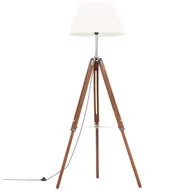 Lampy stojące - VidaXL Lampa podłogowa na trójnogu, brązowo-biała, tek, 141 cm 288077 - miniaturka - grafika 1