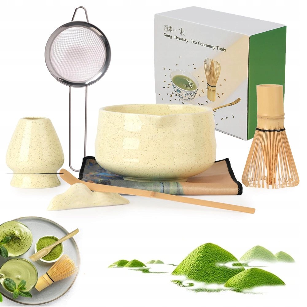Zestaw Do Matcha 7 Częściowy Odporne Na Ekologiczne Z Miską I Akcesoriami