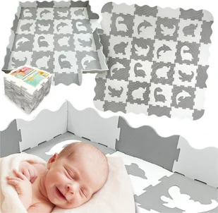 Happy Kiddo Mata piankowa kojec podłogowa puzzle piankowe edukacyjna 162x162 cm duża - Maty piankowe - miniaturka - grafika 1
