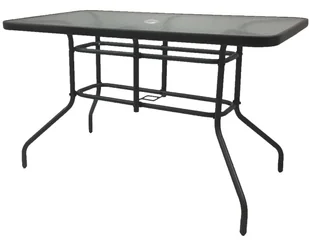 SZKLANY STÓŁ OGRODOWY NA TARAS BERGAMO Z OTWOREM NA PARASOL 140x80 cm - Stoły ogrodowe - miniaturka - grafika 1