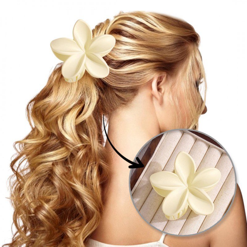 Spinka do włosów klamra XL kwiat matowy masełkowy, kremowy 7,5 x 8cm SP426