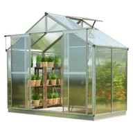 Szklarnie ogrodowe - GFP szklarnia Topas 2 rama aluminiowa 225x133 cm - płytami poliwęglanowymi ok. 6 mm - z ramą fundamentową i aut. mechanizm otwierania okien - miniaturka - grafika 1