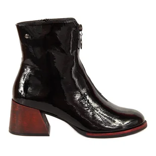 Botki damskie lakierowane na obcasie czarne Vinceza - Botki damskie - miniaturka - grafika 1