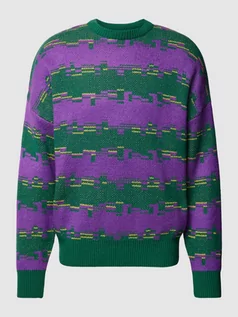 Swetry męskie - Sweter z dzianiny we wzory na całej powierzchni - grafika 1