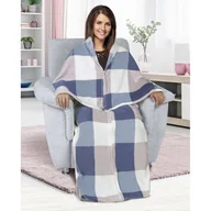 Koce - Bellatex Śpiwór telewizyjny Korall Krata niebieski, 150 x 200 cm - miniaturka - grafika 1