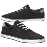 Buty sportowe męskie - Tommy Hilfiger męskie buty sportowe czarne niskie półbuty FM56820915 44 - miniaturka - grafika 1