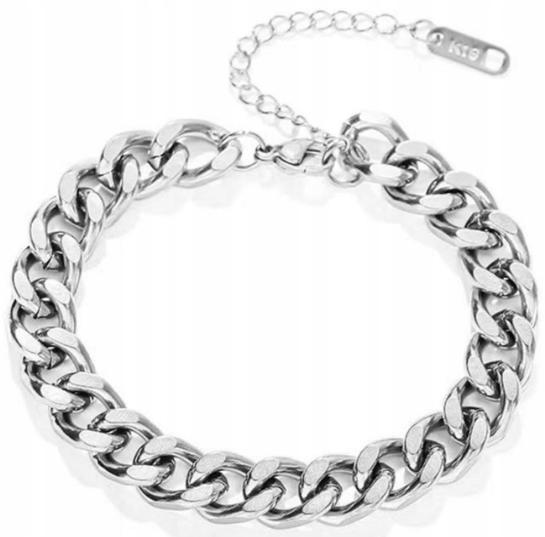 Srebrna Elegancka Bransoletka Łańcuch Stal Szlachetna na Prezent