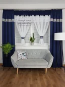 Firany - Firanka z cyrkoniami - granatowa, nowoczesne firany do salonu - miniaturka - grafika 1
