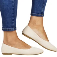 Baleriny - DAMSKIE BALERINY GŁADKIE PŁASKIE EVENTO 7640 BEŻOWE ZAMSZOWE - miniaturka - grafika 1