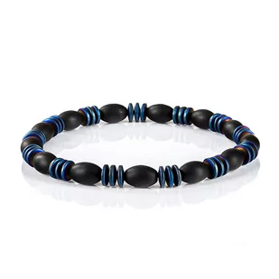 Bransoletka koraliki w kolorze niebieskim i czarnym EM 10 - EM Men's Accessories - Bransolety męskie - miniaturka - grafika 1