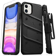 Etui i futerały do telefonów - Zizo Bolt Cover Etui Pancerne do iPhone 11 ze Szkłem 9H na Ekran + Podstawka & Uchwyt do Paska (Black/Black) BOLT-IPH61-BKBK - miniaturka - grafika 1