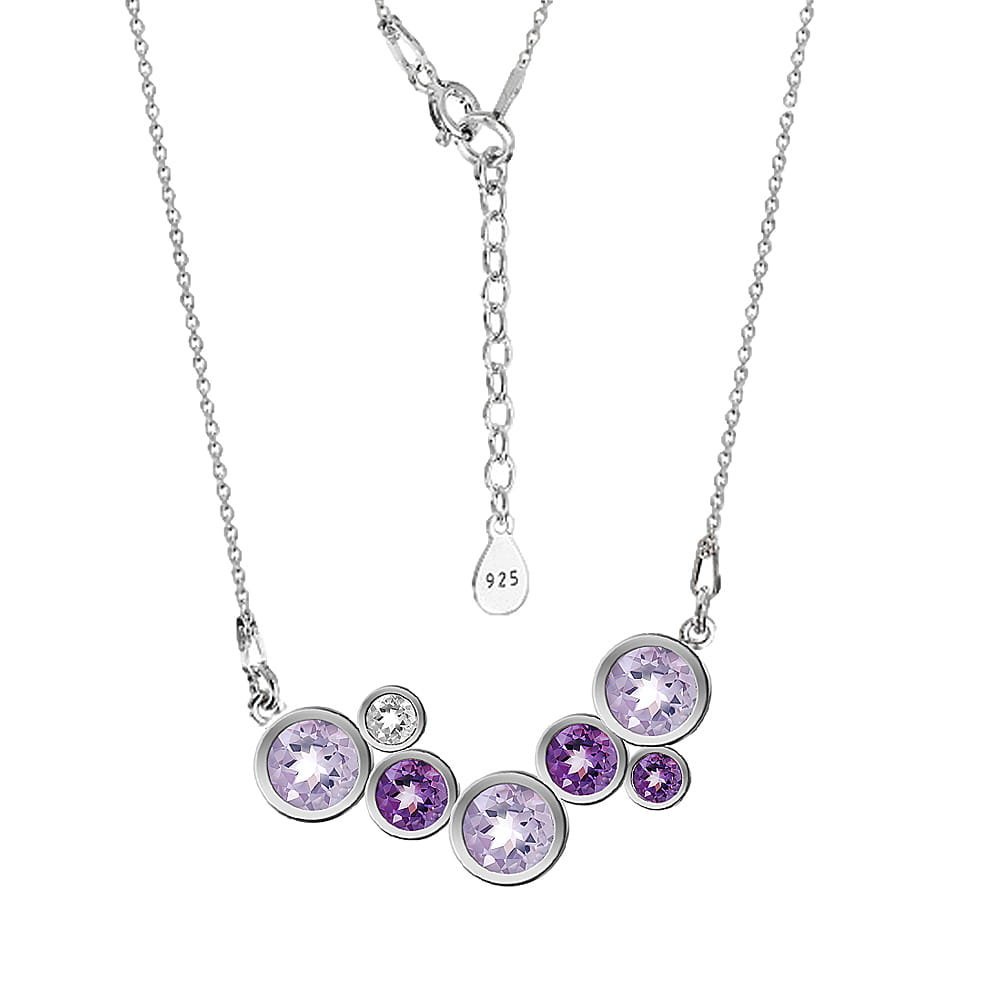 ENAYA AMELIA Srebrny naszyjnik choker wisiorek ametyst topaz celebrytka regulowany