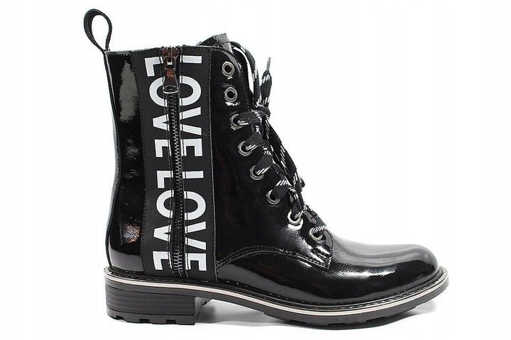 BOTKI NESSI 20756 CZARNE SKÓRA LAKIEROWANA R.38