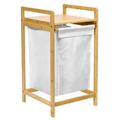 Kosze na bieliznę - Bambusowy kosz na pranie z półką L5-W04 - miniaturka - grafika 1