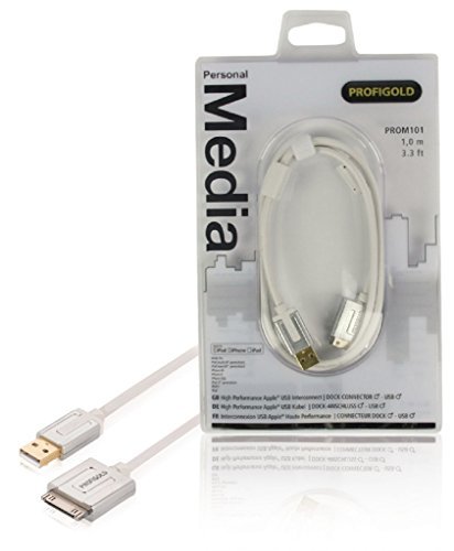 Profigold PROM101 Sync/kabel do ładowania (1 m, 30-pinowe złącze, wtyczka USB 2.0, a stacja) Biały 5412810169788