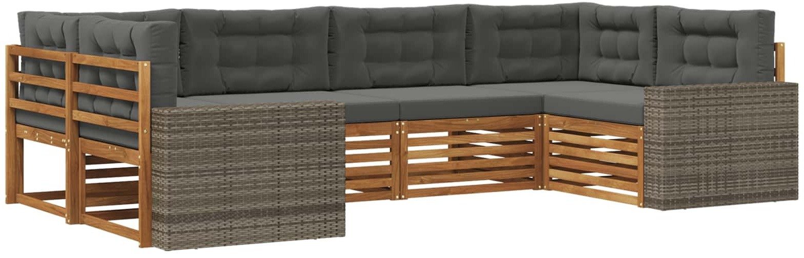 vidaXL Zestaw sof na zewnątrz z poduszką 6 pcs Naturalny i Antracytowy