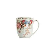 Kubki - Marco Polo SJ Kubek Porcelanowy Z Zaparzaczem I Pokrywką Wiosenne Kwiaty Biały 400 Ml Wh - miniaturka - grafika 1