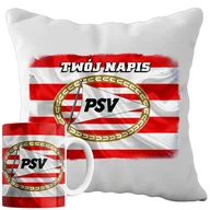 Gadżety dla niej i dla niego - Kubek Poduszka PSV 330ml 40x40cm z Napisem Zestaw PIłkarski Napis - miniaturka - grafika 1