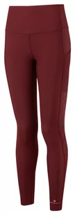 RONHILL Legginsy biegowe damskie TECH WINTER TIGHT bordowe - Spodnie sportowe damskie - miniaturka - grafika 1