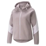 Bluzy damskie - Bluza z kapturem damska Puma EVOSTRIPE FULL-ZIP różowa 84707318-M - miniaturka - grafika 1