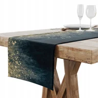 Obrusy i serwetki - BIEŻNIK OBRUS NA STÓŁ MATOWY GŁADKI 40x180 ZŁOTO GRANATOWY WZÓR 007 - miniaturka - grafika 1