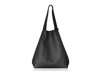 Torebki damskie - Skórzany worek na ramię czarny XL - miniaturka - grafika 1