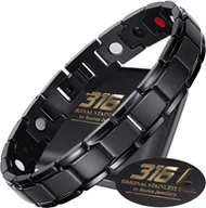 Bransolety męskie - CZARNA ZDROWOTNA BRANSOLETA MĘSKA MAGNETYCZNA MOC - miniaturka - grafika 1