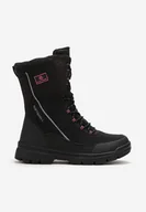 Botki damskie - Czarno-Fuksjowe Sportowe Botki z Wysoką Cholewką Ocieplone Fardana - miniaturka - grafika 1