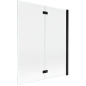 Parawany nawannowe - Mexen Mist parawan nawannowy 2-skrzydłowy prawy 140 x 150 cm, transparent, czarny - 8A9-140-002-70-00-P - miniaturka - grafika 1