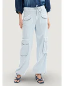 Spodnie damskie - Desigual Spodnie materiałowe 26SWPW25 Niebieski Regular Fit - miniaturka - grafika 1