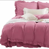 Pościel - Pościel Ruffy 140x200 różowa z falbanką - miniaturka - grafika 1