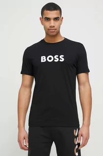 Koszulki męskie - BOSS t-shirt plażowy kolor czarny wzorzysty - Boss - grafika 1
