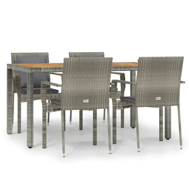 Zestaw mebli ogrodowych rattanowy szary 4 krzesła 150x90x75 cm
